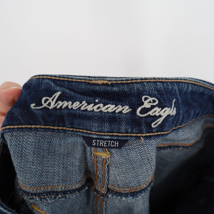 American Eagle Outfitters Jeans Womens 4L Blue Stretch Distressed Straight Leg
