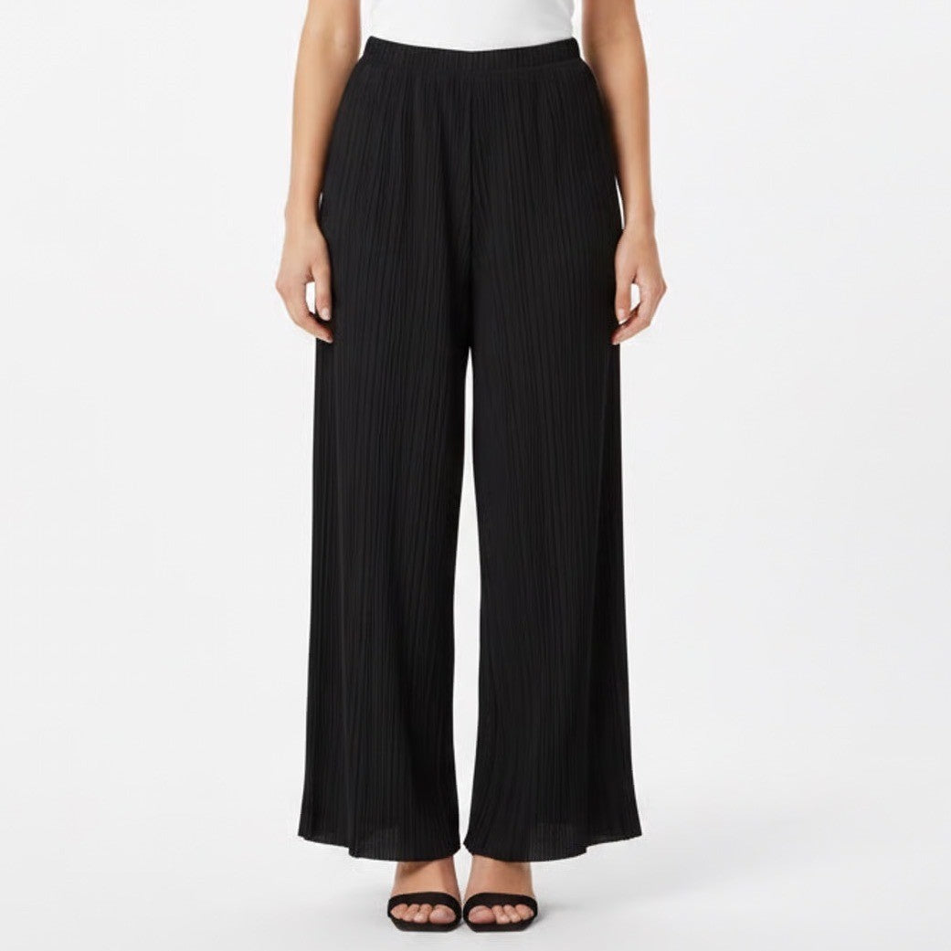Aerie Palazzo Pants Womens Large Black Stretch High Waisted Flared Leg Pull On