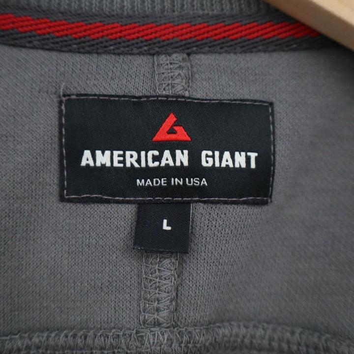 American Giant Henley Shirt Mens Large Gray Cotton Everyday Wear Drop Shoulder