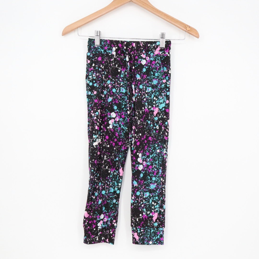 Pixielane Legging Girls 5 Multicolor Color Paint Print Stretch Elastic Waist