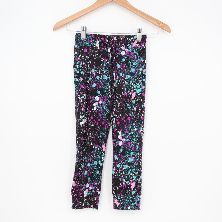 Pixielane Legging Girls 5 Multicolor Color Paint Print Stretch Elastic Waist