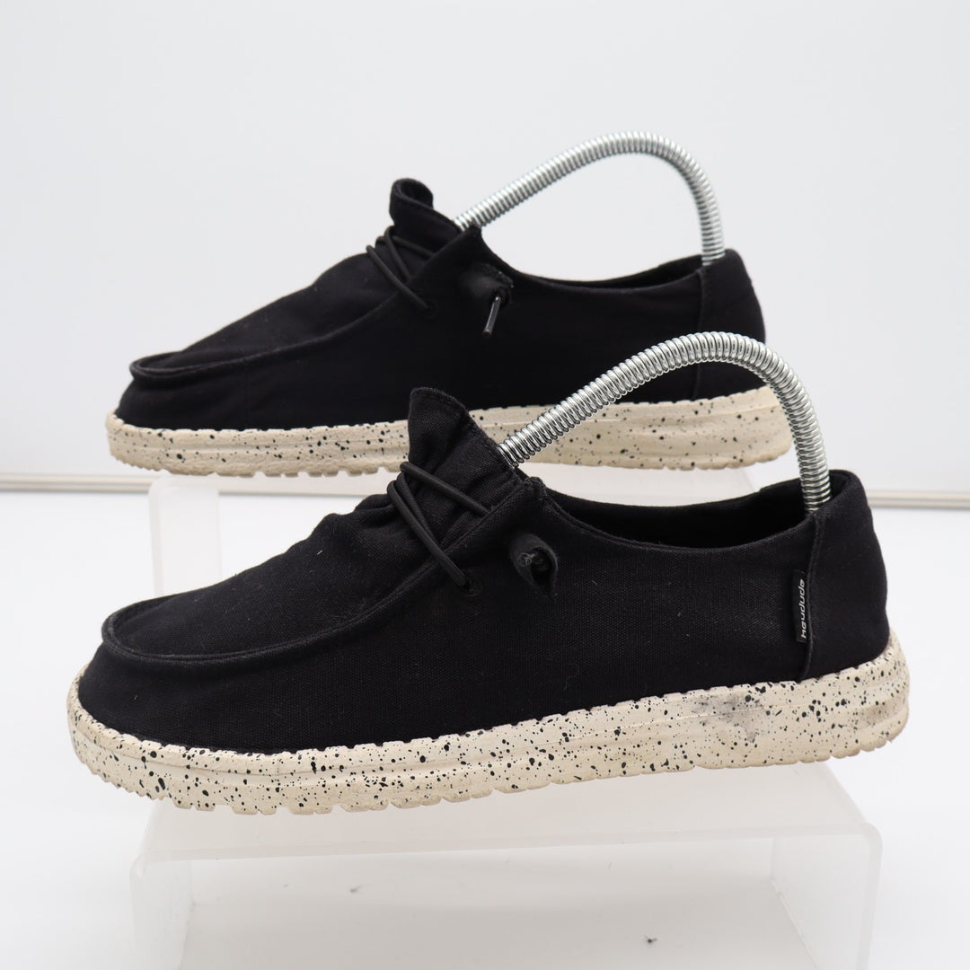 Hey Dude Wendy Womens US 7 Black White Moc Toe Slip On Casual Shoes