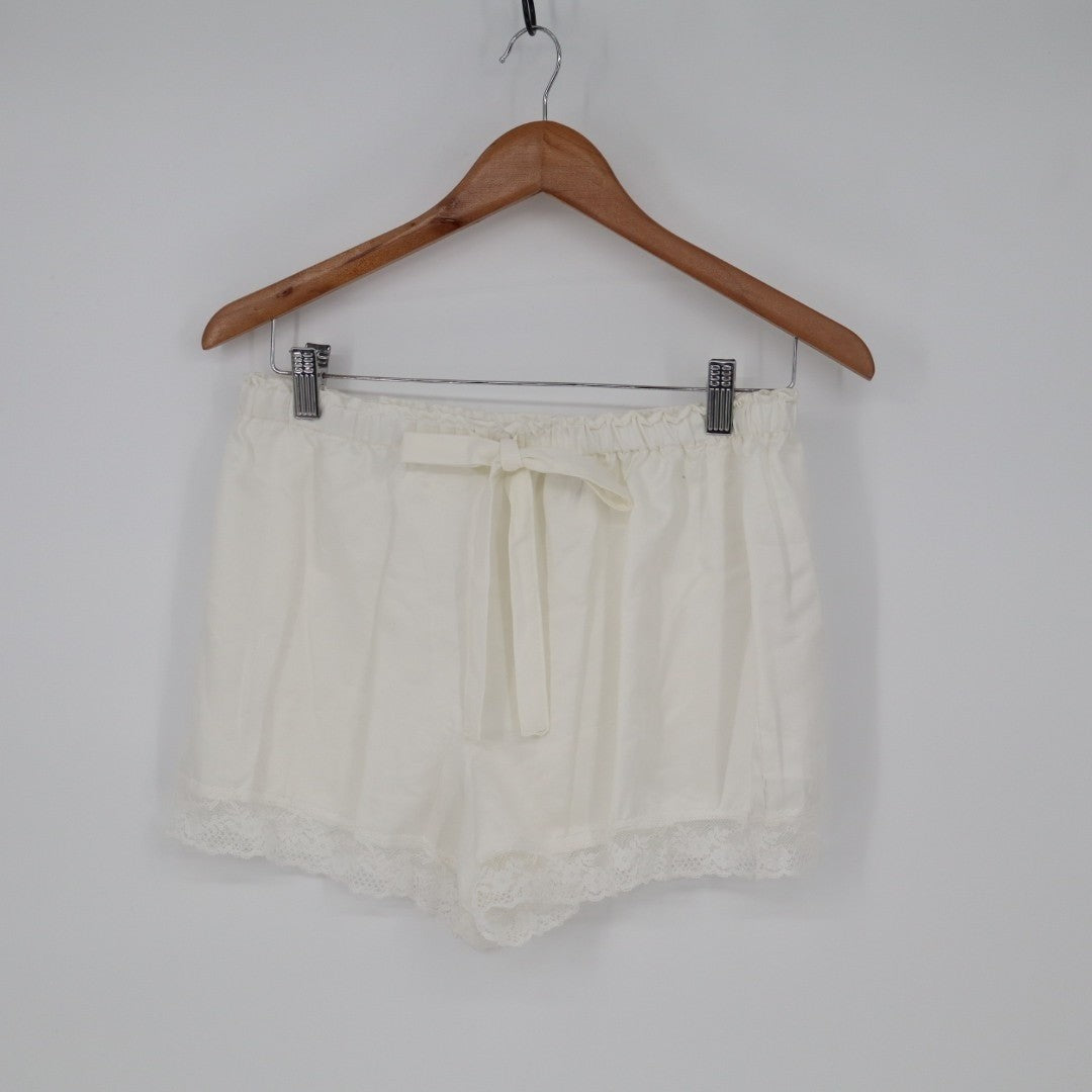 Flora Nikrooz Selena Sleep Shorts Women Medium White Cotton Tie Front Loungewear