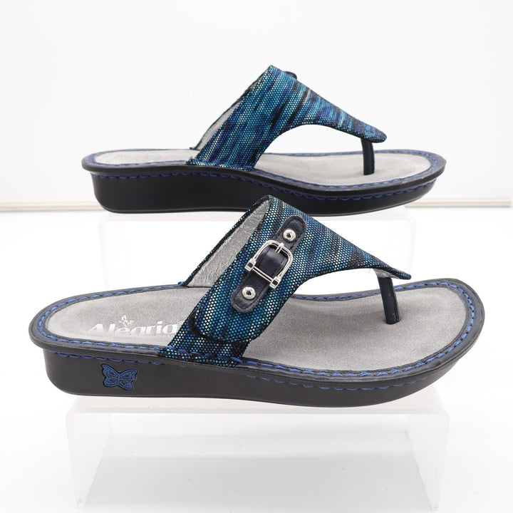Alegria by PG Lite Blue Textured Thong Sandals Comfort Slides Size 38