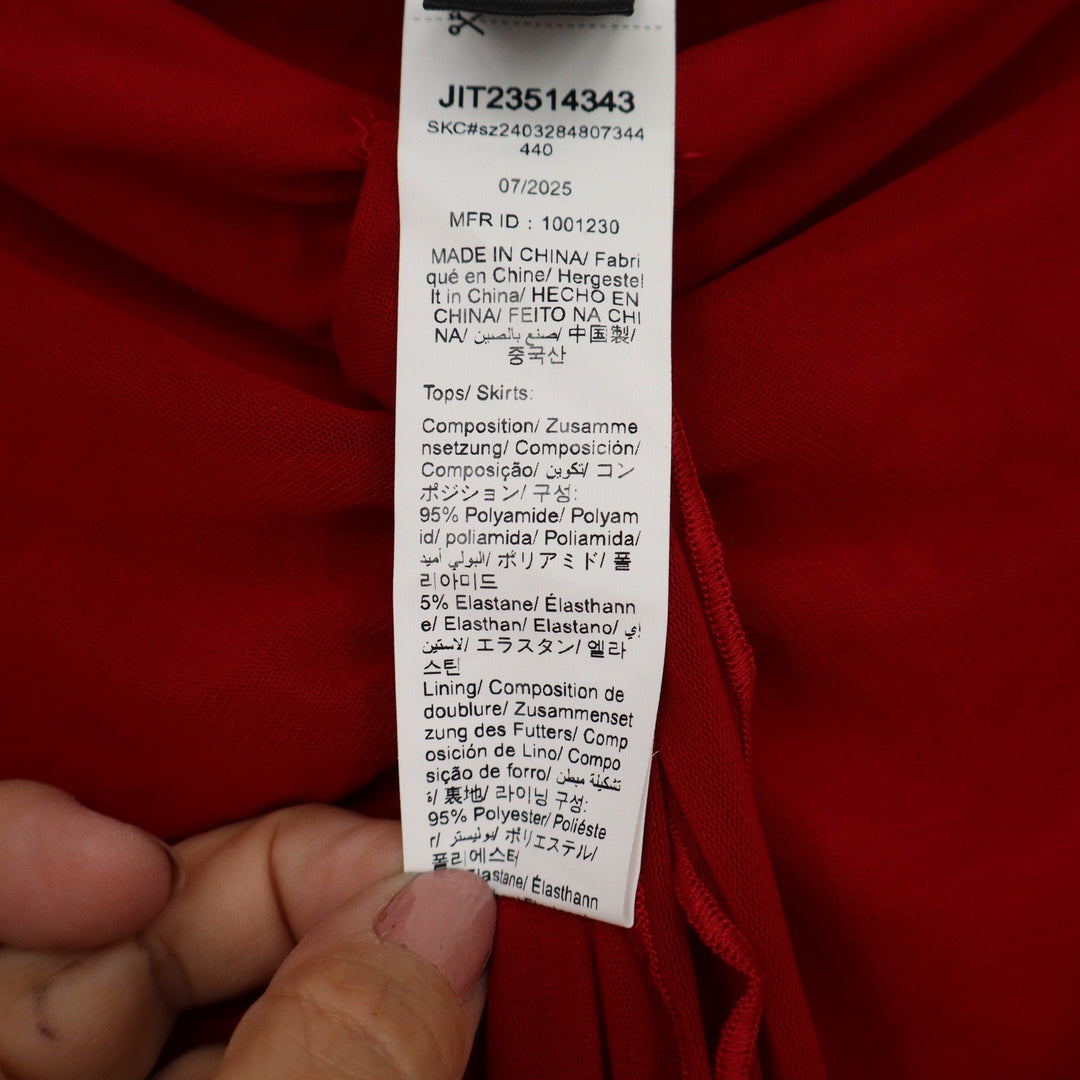 SHEIN BAE Red Ruched Ruffle Front Maxi Skirt Small Mesh Draped Lined