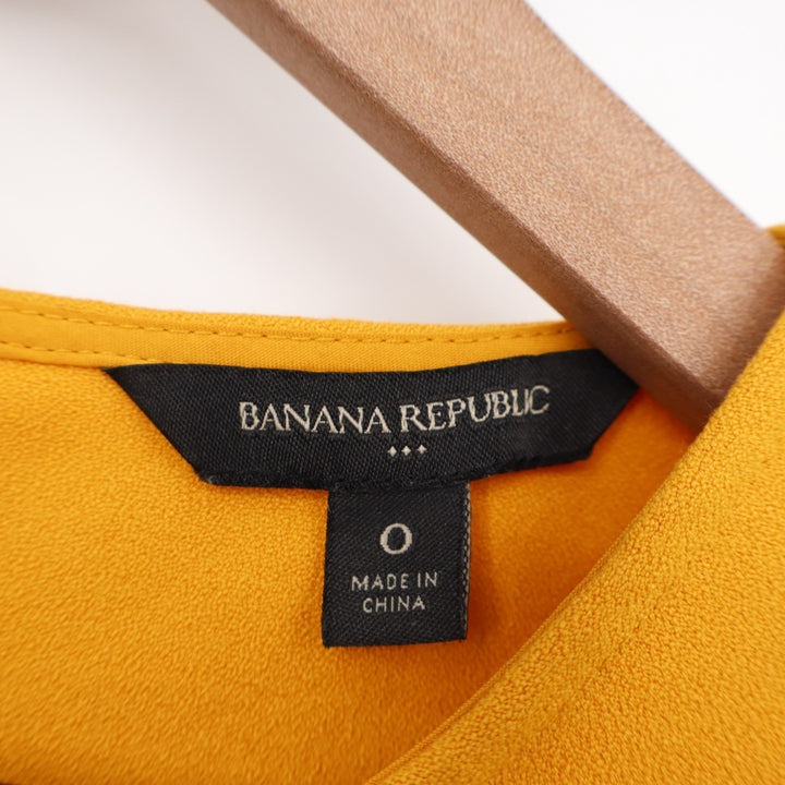 Banana Republic Fit & Flare Dress Womens 0 Yellow Stretch Scalloped 3/4 Sleeve