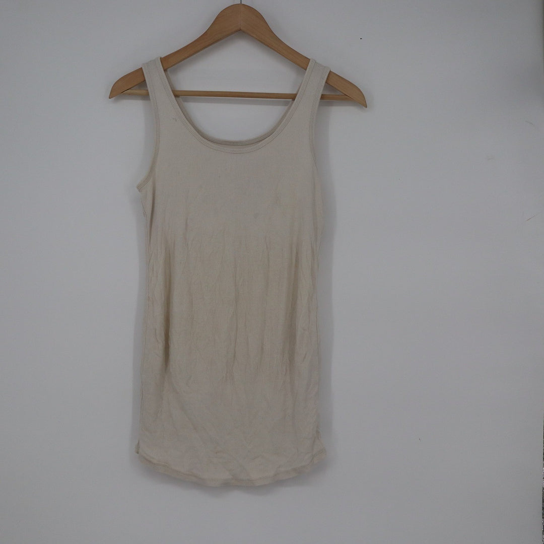 Motherhood Maternity Ribbed Tank Top Cream Beige Scoop Neck Size S