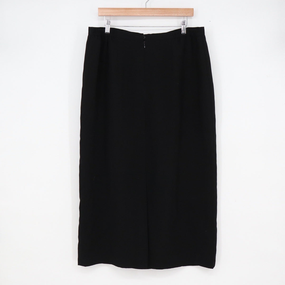 Laura Scott Black Maxi Skirt 18W Plus Size Straight Crepe Back Slit Made in USA