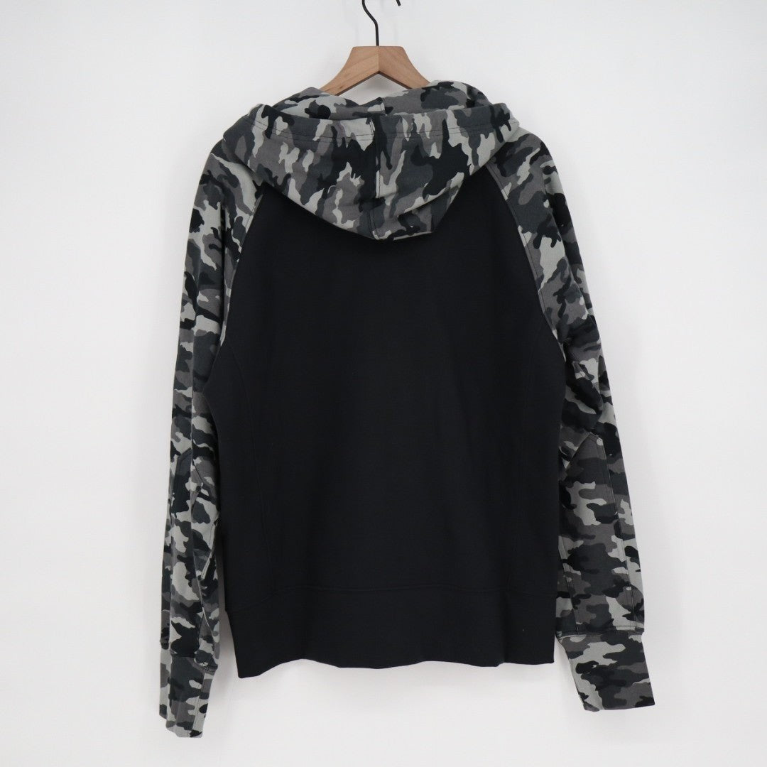 American Giant Raglan Classic Full Zip Hoodie Mens Large Black Gray Camouflage