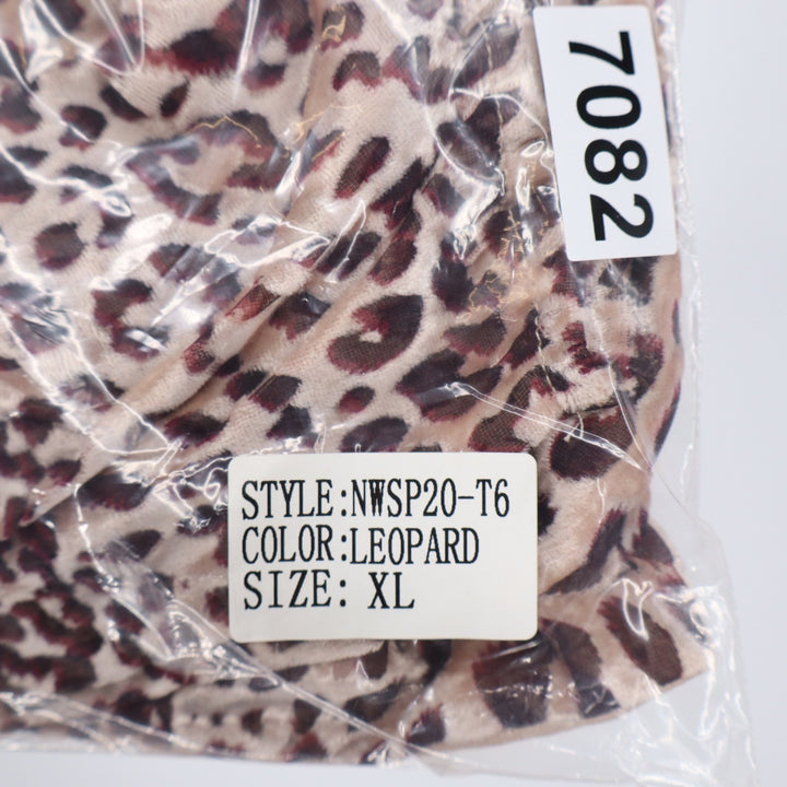 Naked Wardrobe Leopard Print Long Sleeve Crop Top XL Square Neck Smocked