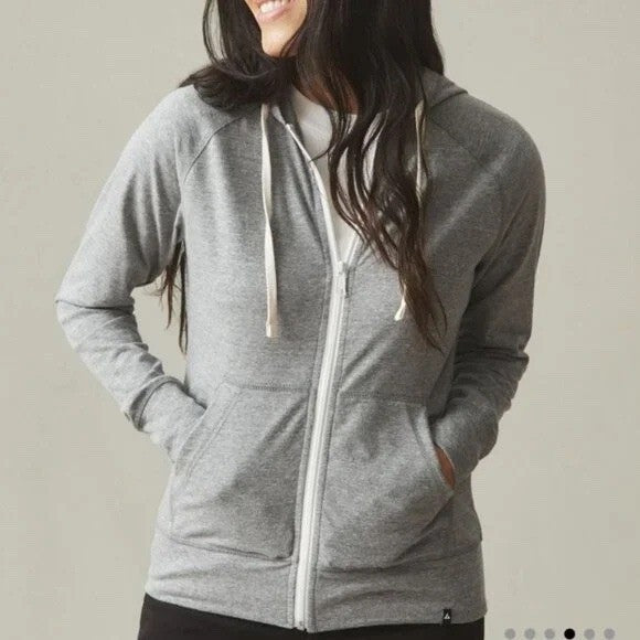American Giant Lightweight Full Zip Hoodie Womens S Heather Gray Raglan Sleeve