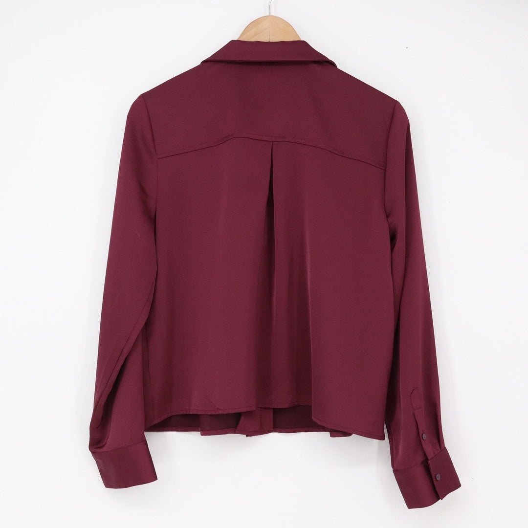 Old Navy Blouse Womens Medium Button-Down Burgundy Long Sleeve Excellent