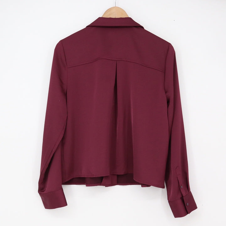 Old Navy Blouse Womens Medium Button-Down Burgundy Long Sleeve Excellent