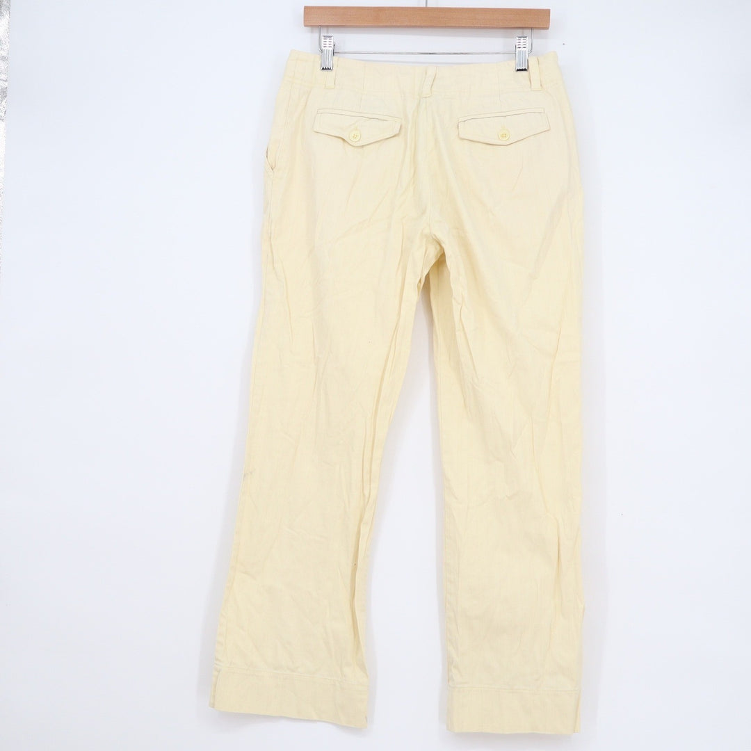 Hillard & Hanson Womens Size 6 Pale Yellow Stretch Cotton Straight Leg Pants