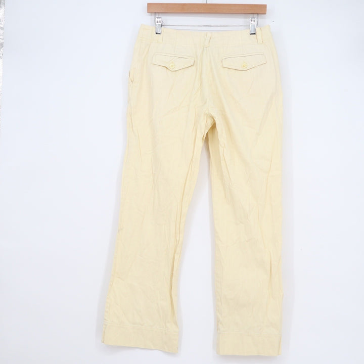 Hillard & Hanson Womens Size 6 Pale Yellow Stretch Cotton Straight Leg Pants