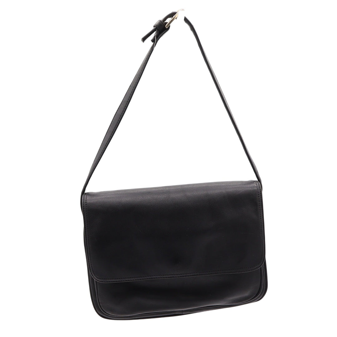 Giani Bernini Shoulder Bag Womens Medium Flap Over Black Leather Multi Pocket