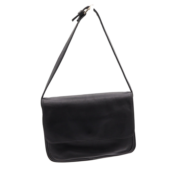 Giani Bernini Shoulder Bag Womens Medium Flap Over Black Leather Multi Pocket