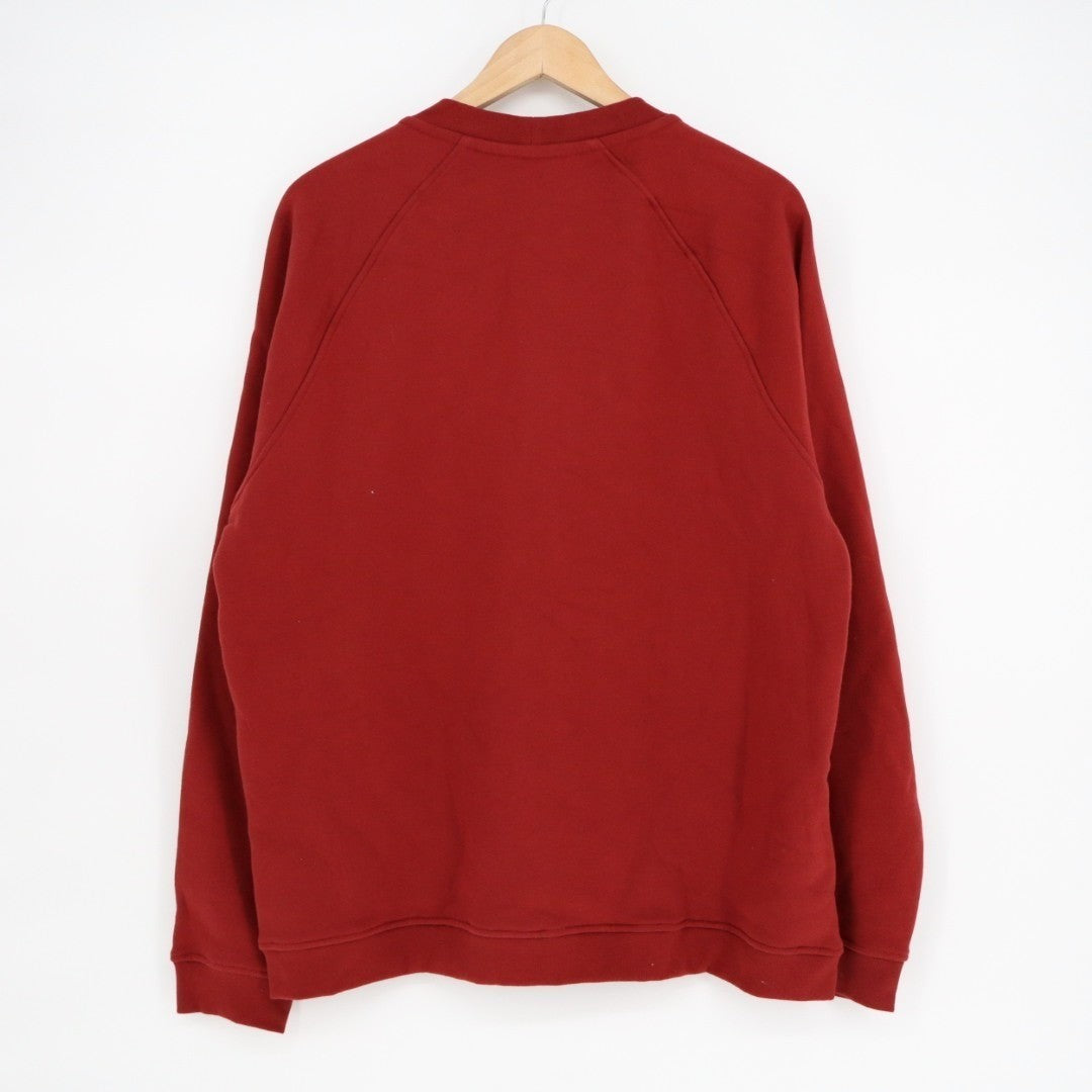 American Giant Henley Shirt Mens Large Red Fleece Lined Cotton Midweight Snap