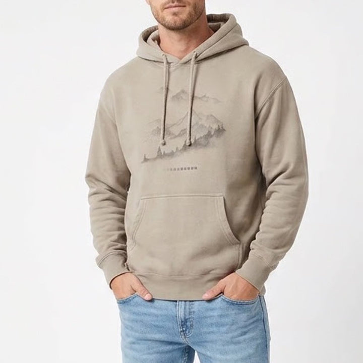 Independent Trading Company Tan Mountain Graphic Hoodie Mens Large