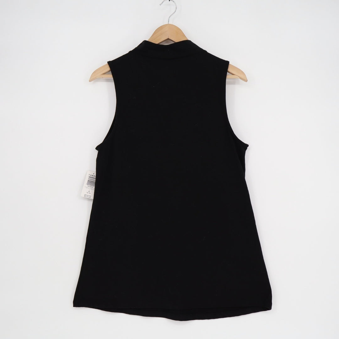 Torrid Tank Top Womens 1X Black Cotton Stretch Mock Neck Sleeveless Pullover