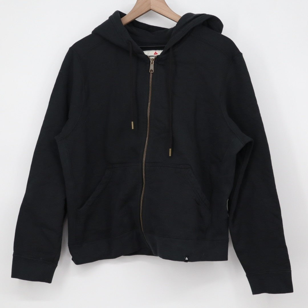 American Giant Relaxed Classic Full Zip 2.0 Hoodie Womens XL Black Cotton Ribbed