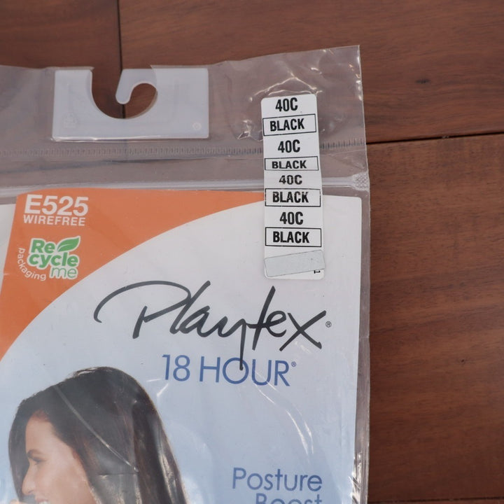 Playtex 18 Hour Front Close Bra Womens 40C Black Nylon Stretch Comfort Wireless