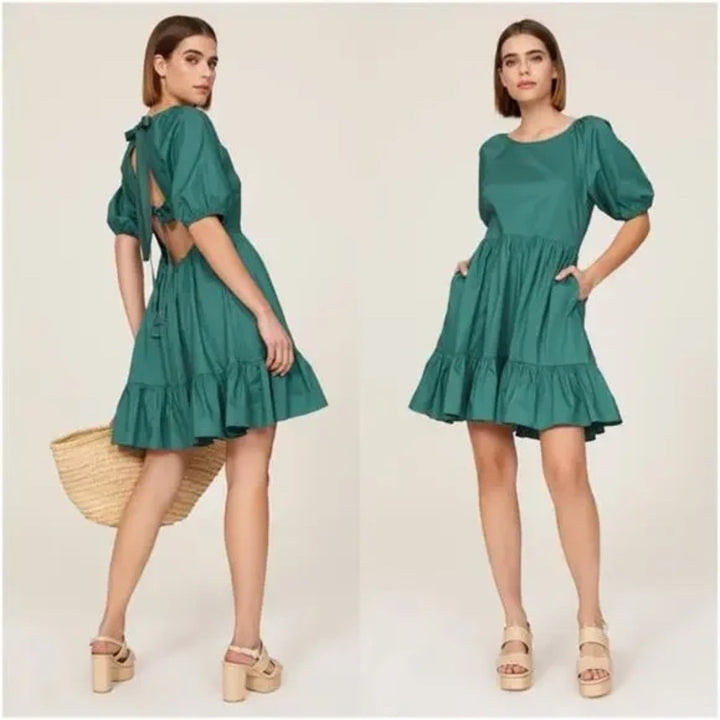Peter Som X RTR Green Puff Sleeve Dress Size 10