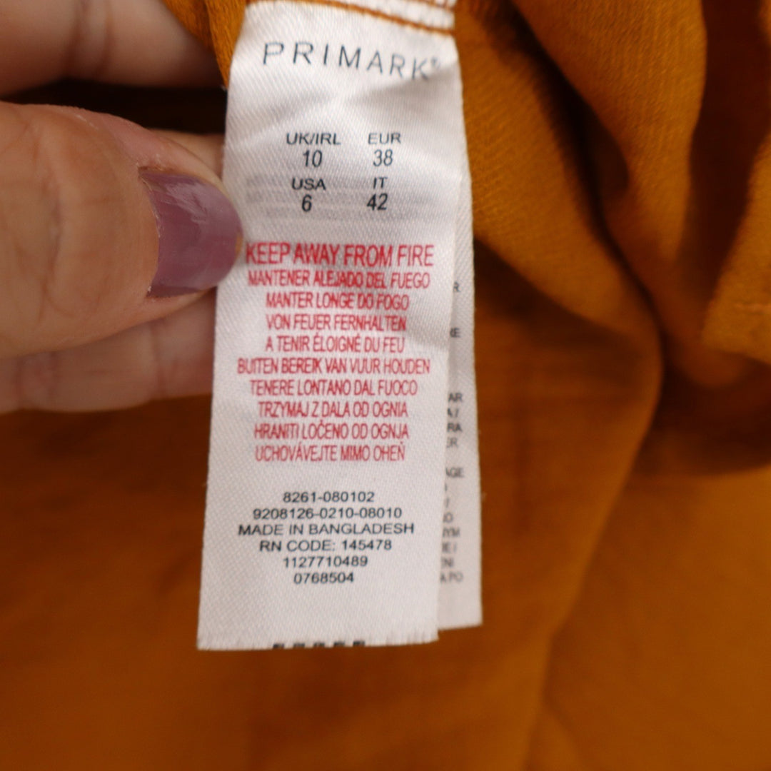 Primark Mustard Yellow V-Neck High-Low Blouse Long Sleeve Size 6