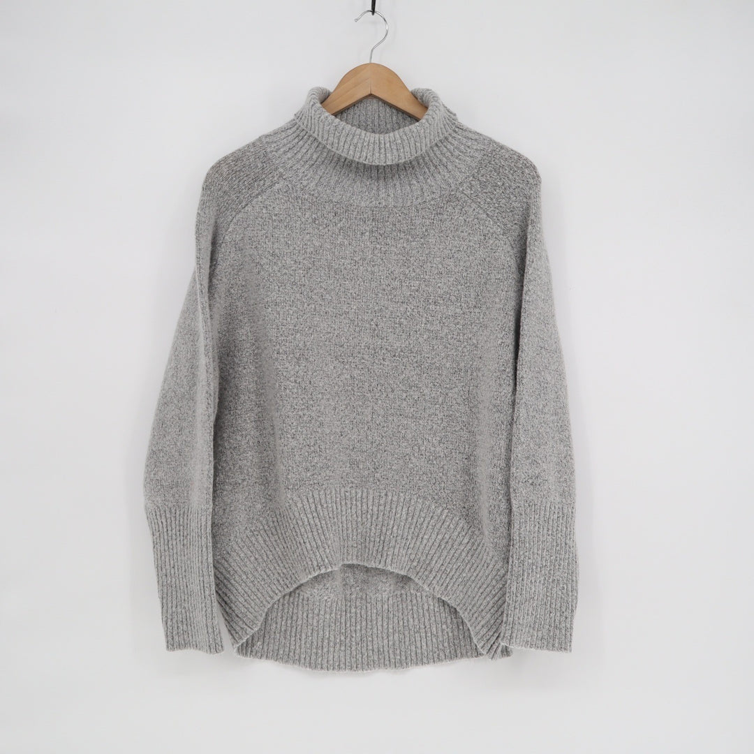 Talulah Gray Turtleneck Oversized High-Low Knit Sweater Large