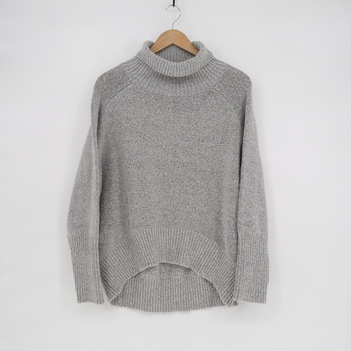 Talulah Gray Turtleneck Oversized High-Low Knit Sweater Large