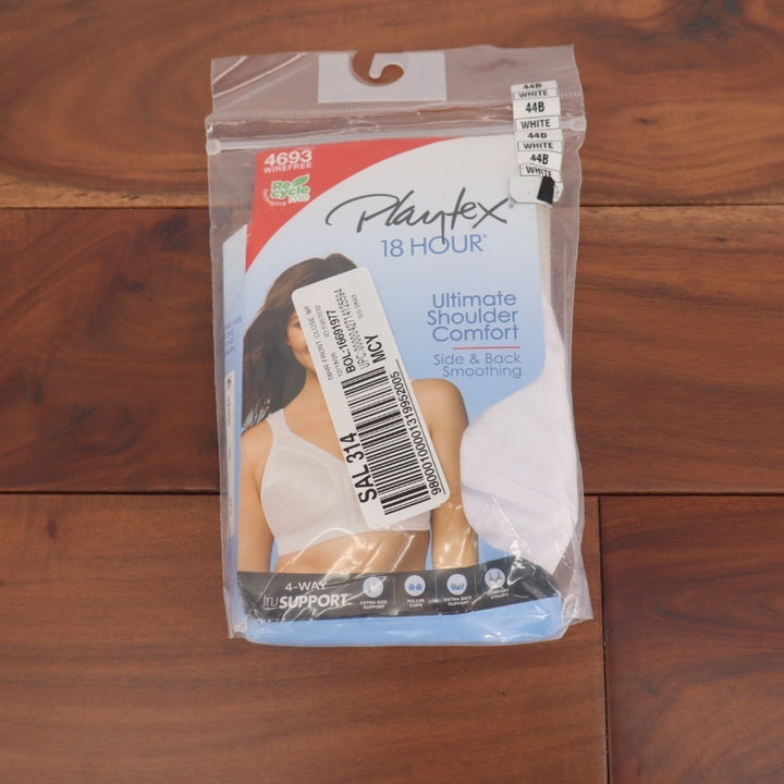 Playtex 18 Hour Ultimate Shoulder Comfort Wireless Bra Womens 44B White Stretch
