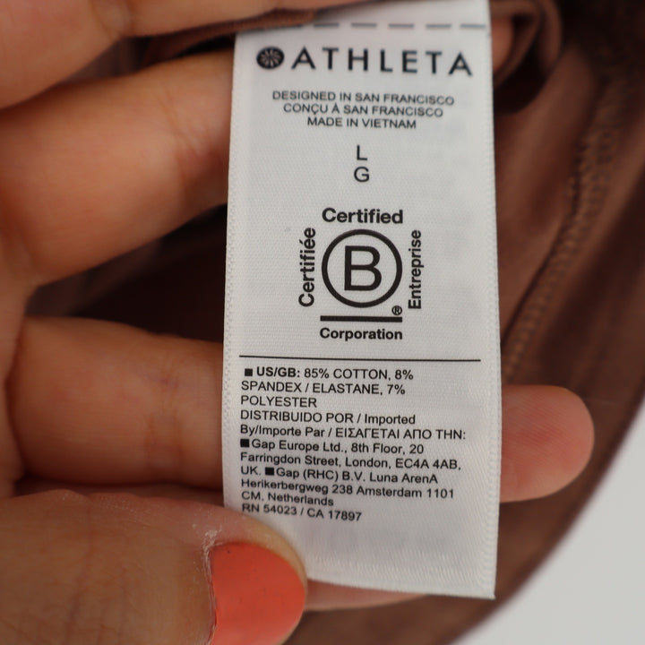 Athleta Renew V-Neck Ruched Cap Sleeve Top Brown Mahogany Large