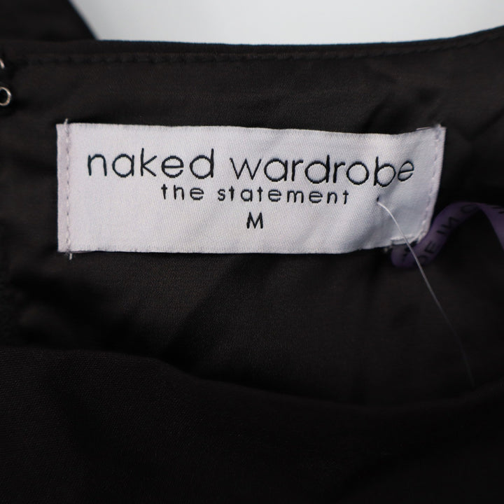 Naked Wardrobe The Statement Black Puff Bishop Sleeve Crop Top Medium