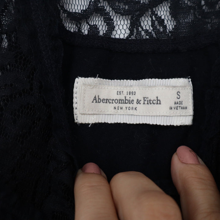 Abercrombie & Fitch Black Lace Racerback Tank Top Ruffle Trim Small
