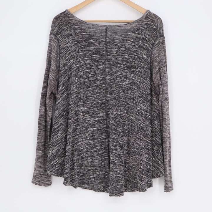 Sweater Women's Small Heather Grey Stretch High Low Hem Scoop Neck Pullover