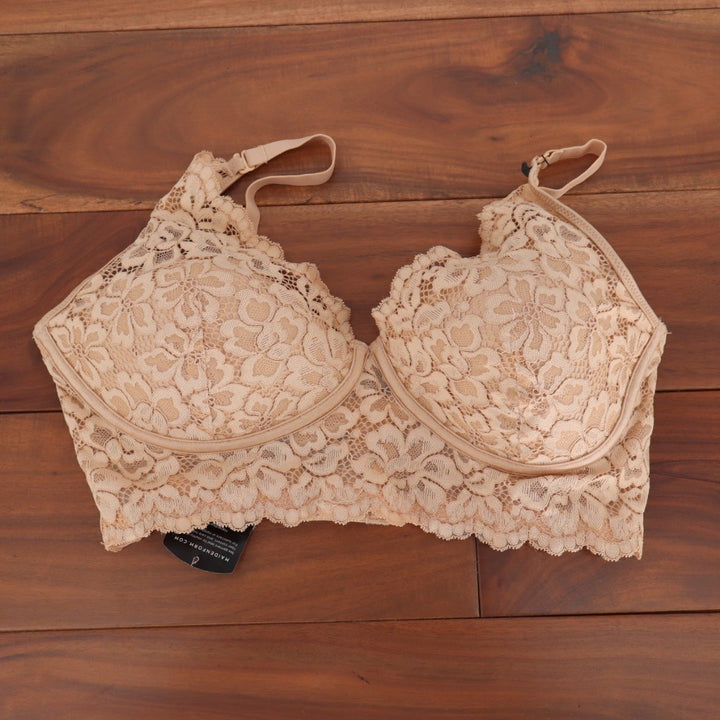 Maidenform DM1188 Wireless Floral Lace Longline Bralette Nude 34D NEW