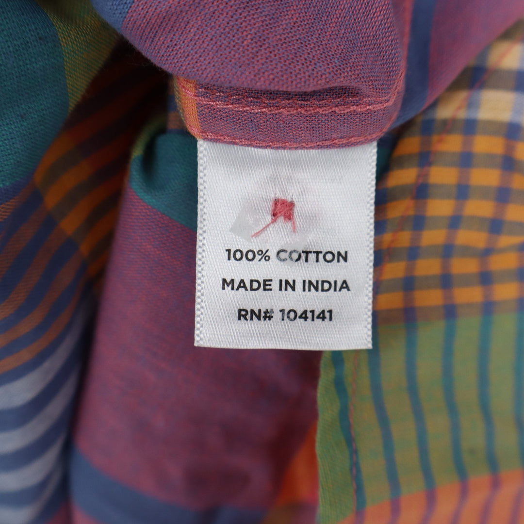 Walter Hagen Clubhouse Mens Small Madras Multi Plaid Cotton Short Sleeve Shirt