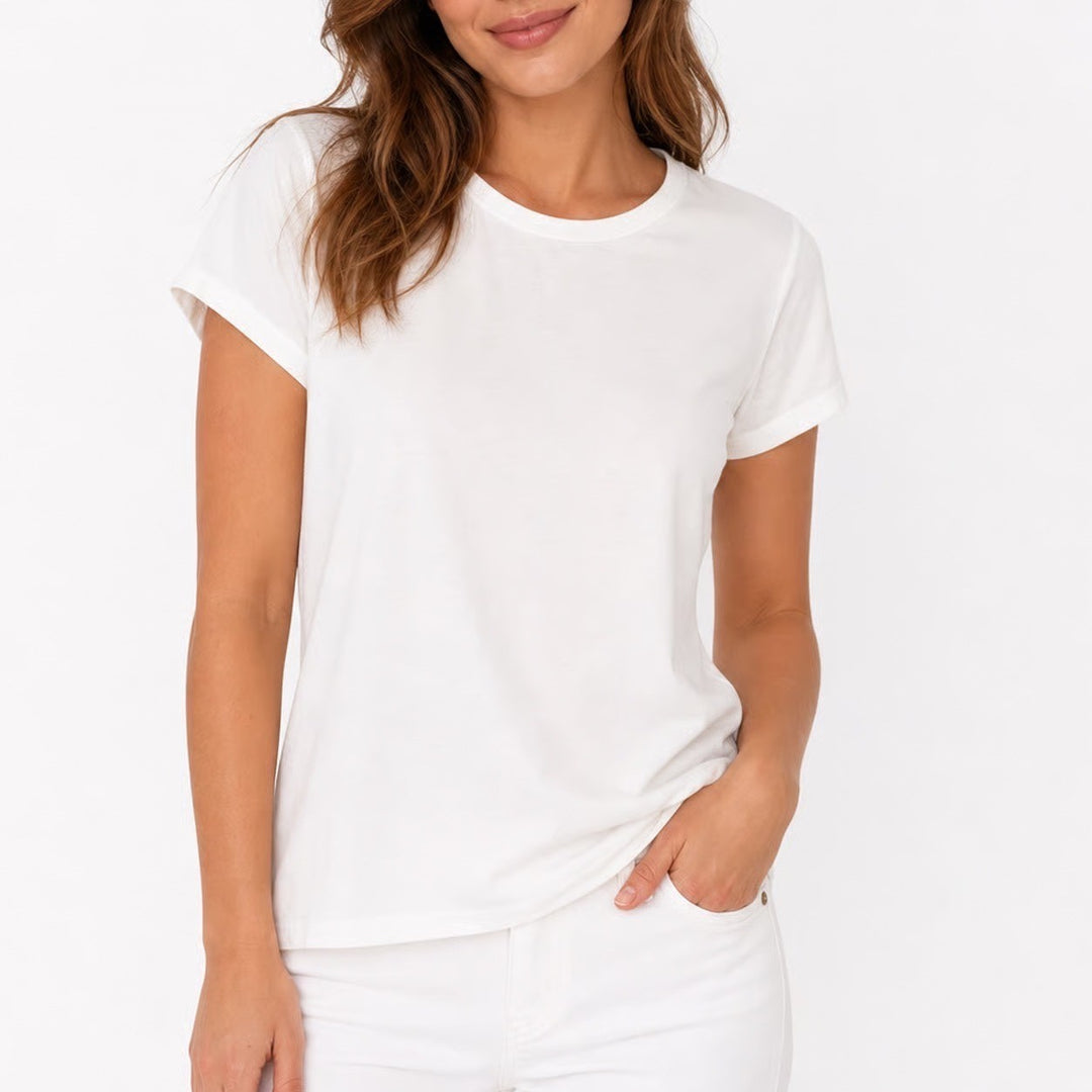 Universal Thread Womens White 100% Cotton Short Sleeve Crew Neck Tee Size M