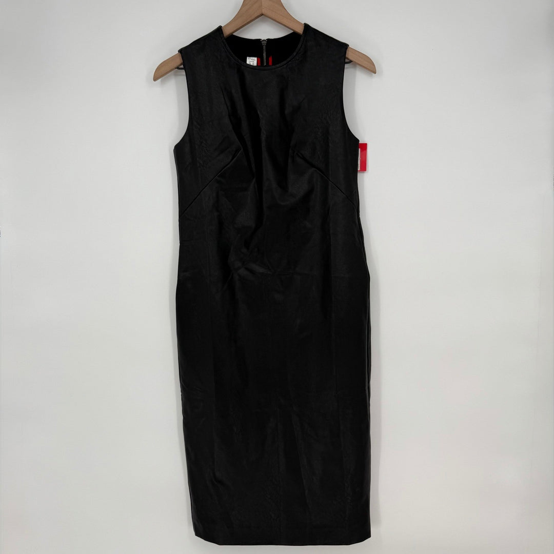 SPANX Il Fitted Dress Luxe Black Sleeveless Sheath Midi Bodycon Career Size S