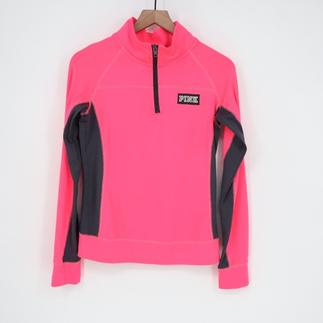 Pink Victoria's Secret Ultimate Jacket Womens S Pink Black Stretch Quarter Zip