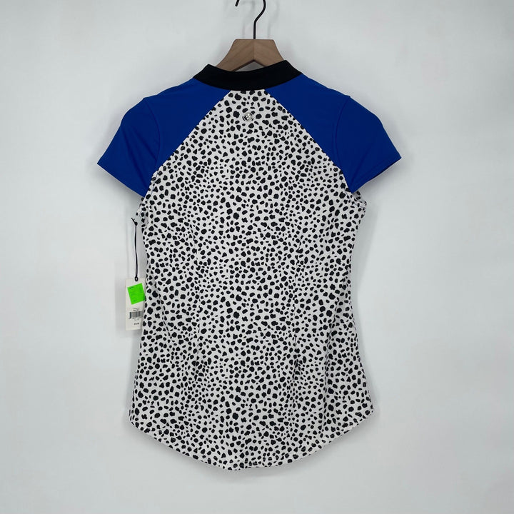 JOJIT Power Mock Cap Sleeve Golf Tennis Polo Shirt White Black Blue XS