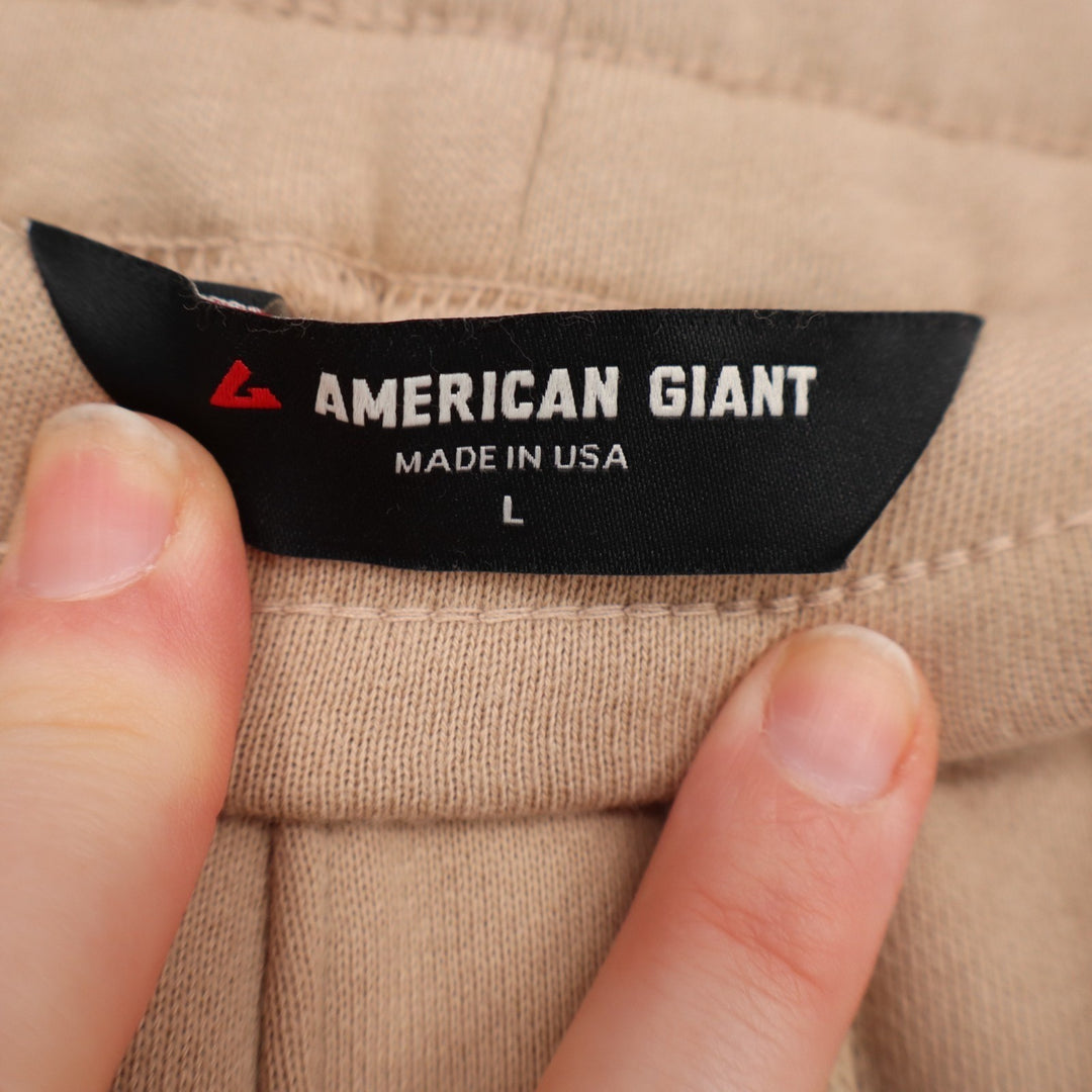 American Giant Classic Sweatpants Mens L Cobblestone Cotton Fleece Drawstring