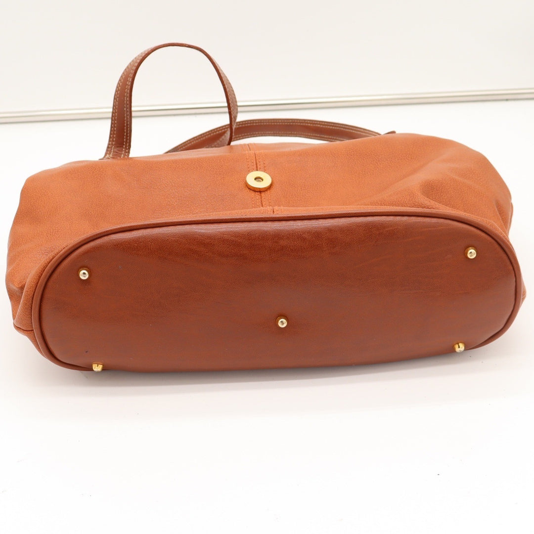 Leslie Fay Shoulder Bag Womens Medium Brown Leather Stirrup Hardware Good