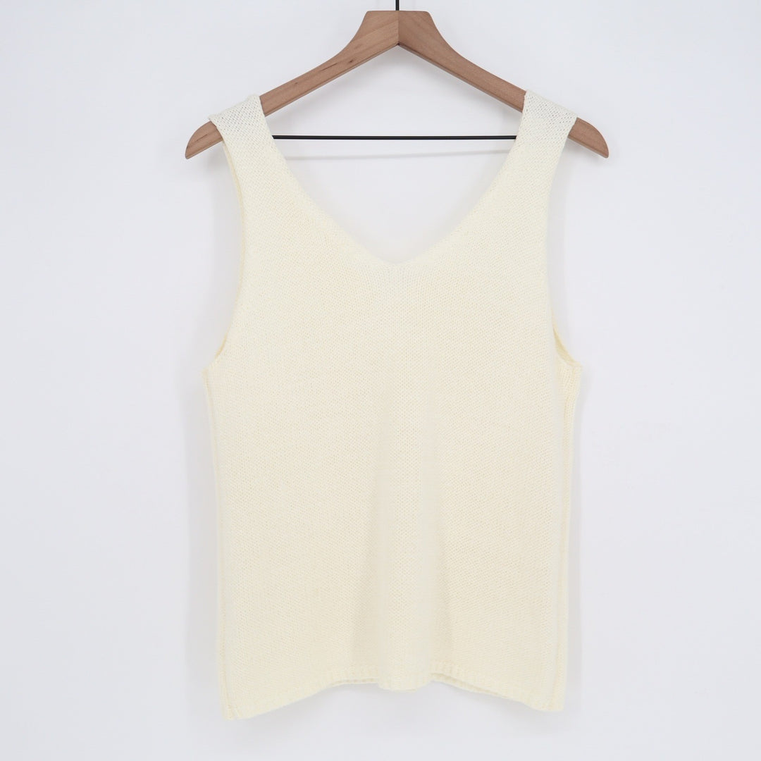 Day to Day Blu Pepper Cream Bobble Knit V-Neck Sweater Tank Top Large