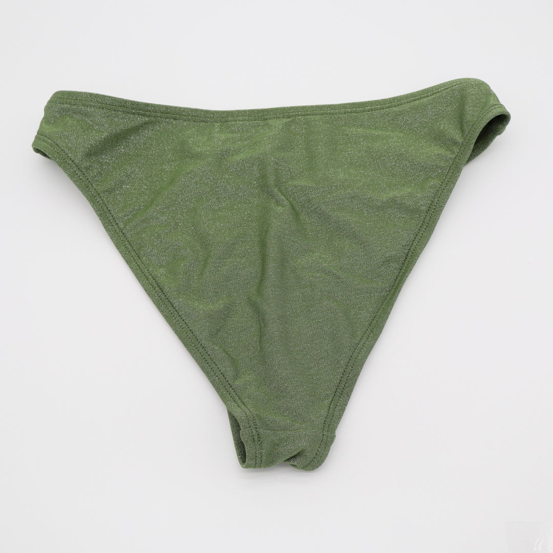 Salt + Cove Triangl Bikini Bottom Womens XS Green Glitter Nylon Stretch Swimwear