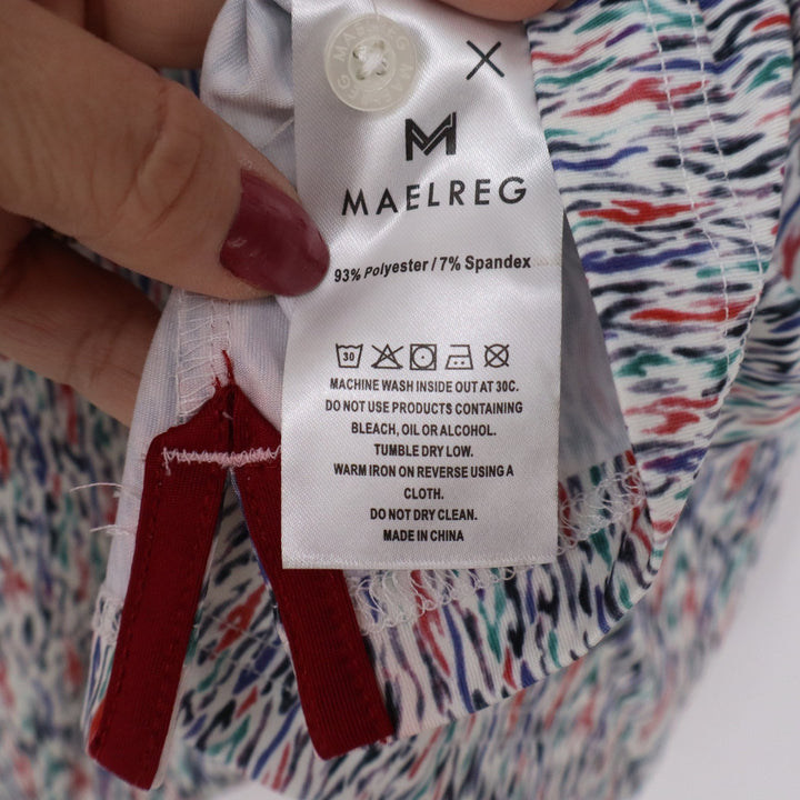 Maelreg Performance Polo Shirt Medium Multicolor Abstract Print Short Sleeve