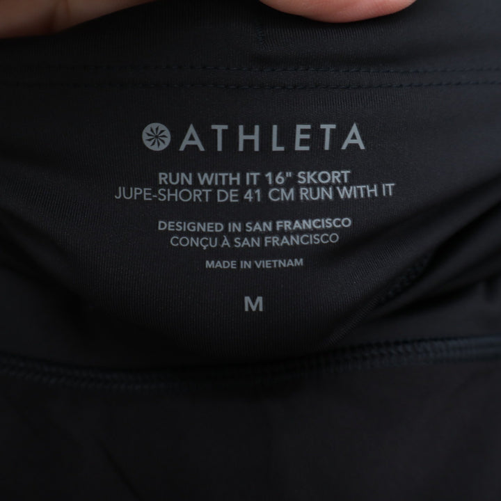 Athleta Run With It 16" Skort Black Athletic Running Skirt Womens Medium M