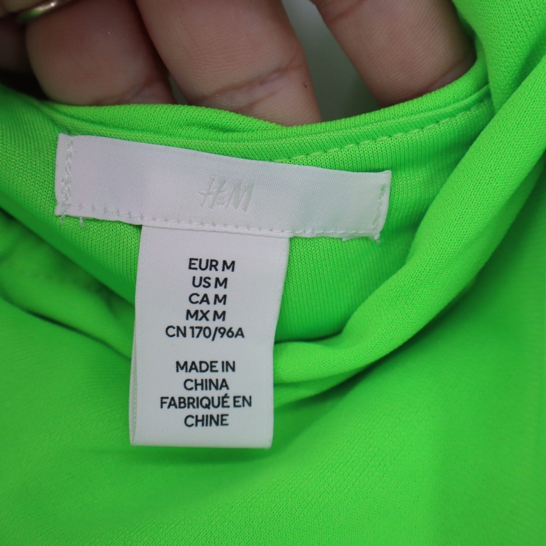 HM Neon Green Cutout Ring Detail Midi Dress Side Slit Lime Medium KLH0453