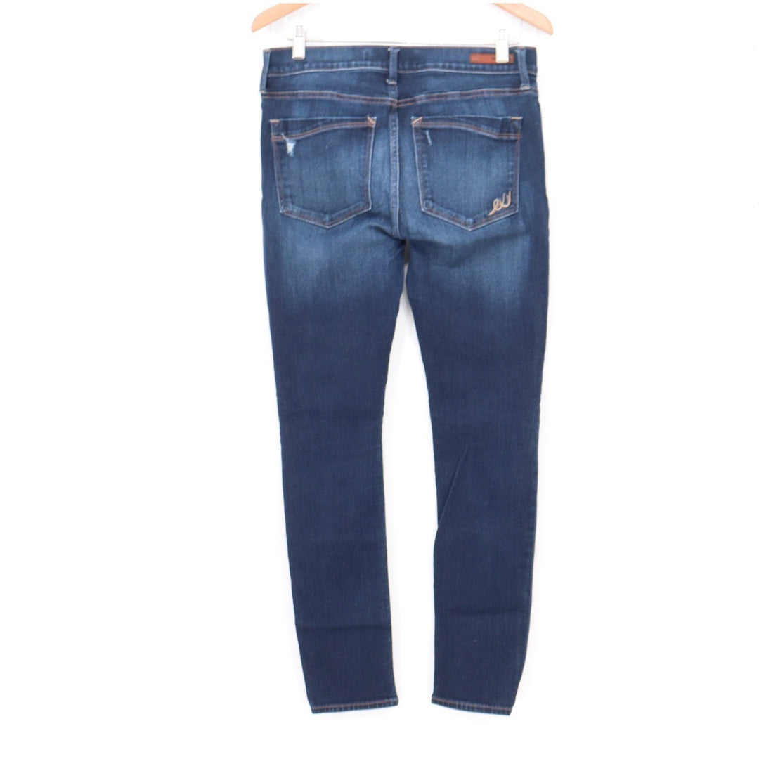 Express Jeans Womens Size 10R Dark Wash Distressed Skinny Stretch Denim Blue