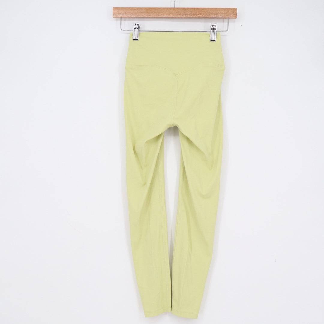 Unbranded Womens High Waisted Athletic Leggings Lime Green Yoga Pants 23 Inseam